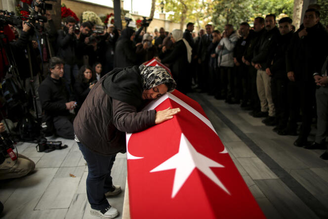 The coffin of one of the victims of the attack on Istiklal Avenue in Istanbul on November 14, 2022.