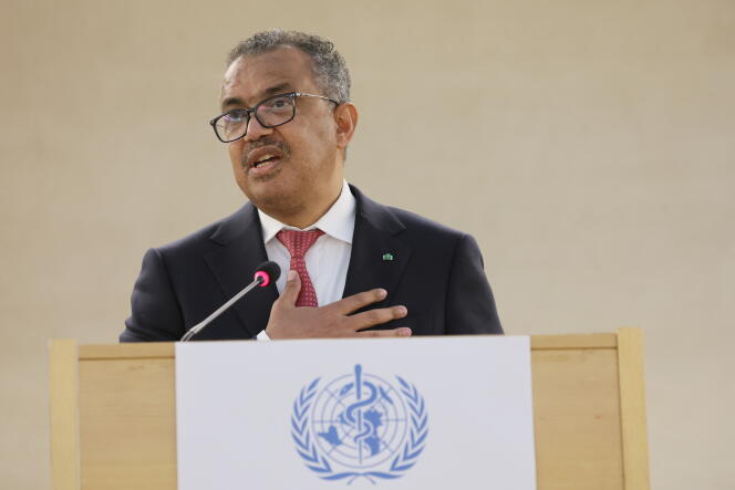 Le directeur général de l’Organisation mondiale de la santé, Tedros Adhanom Ghebreyesus, à Genève, en mai 2022.