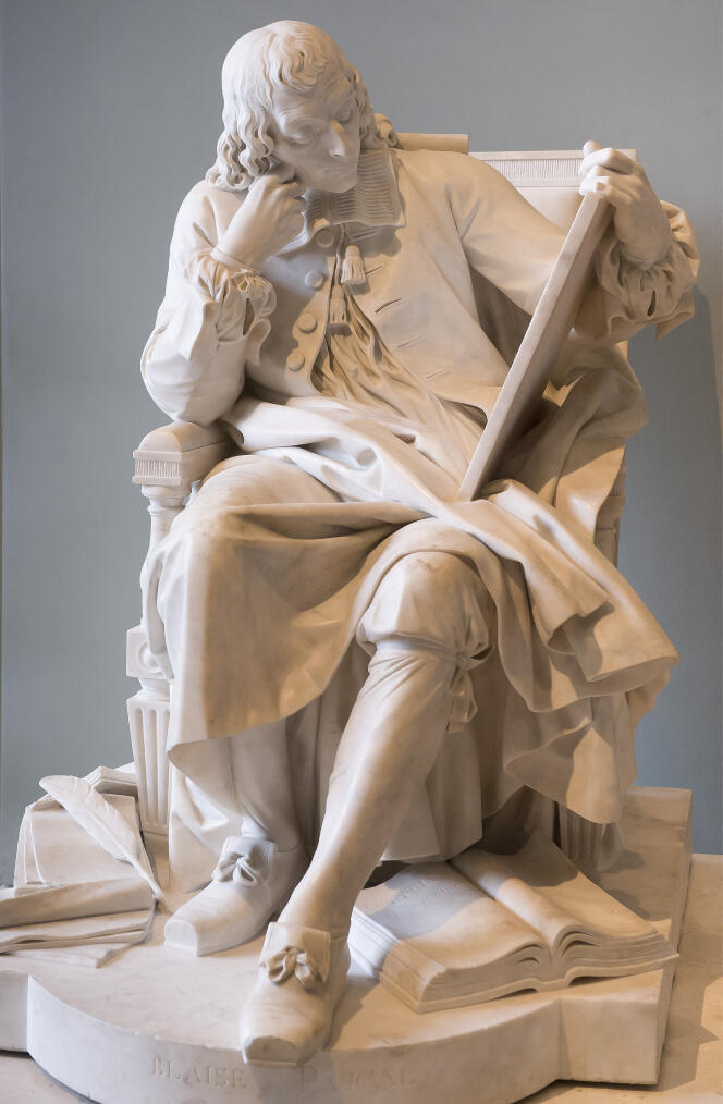 Blaise Pascal (1623-1662), marble by Augustin Pajou (1785) exhibited at the Louvre, in Paris.