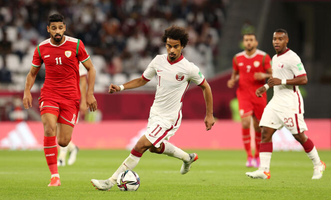 Akram Afif pendant la coupe arabe, à Doha, au Qatar, le 3 décembre 2021. 