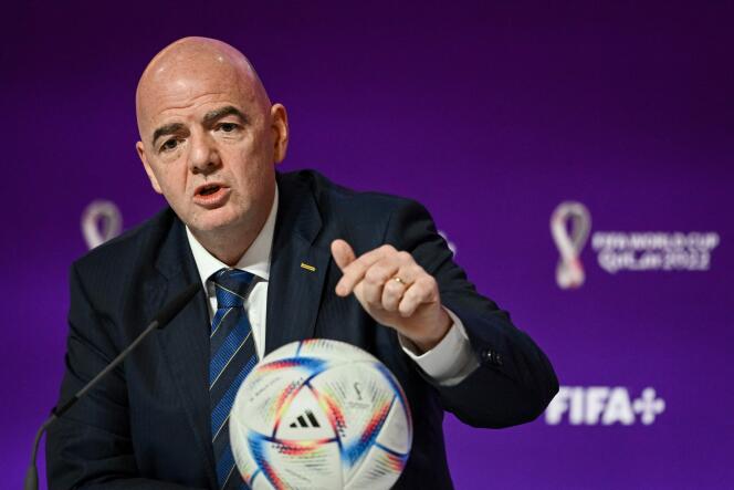 El presidente de la Federación Internacional de Fútbol (FIFA), Gianni Infantino, el 19 de noviembre de 2022 en Doha, Qatar. 