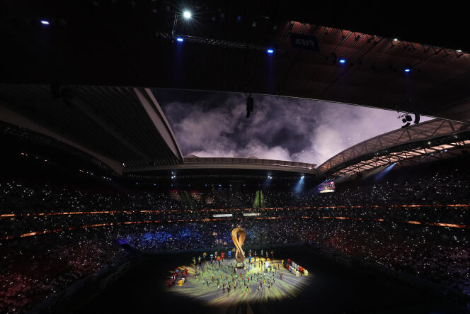 During the opening ceremony of the FIFA World Cup, in Al-Khor, Qatar, on November 20, 2022.