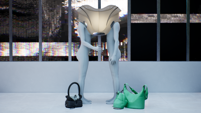 Les créations digitales de Mathilde Rougier, étudiante en « accessoires design master » à l’Institut français de la mode présentées lors d’un défilé virtuel en février 2022. 
