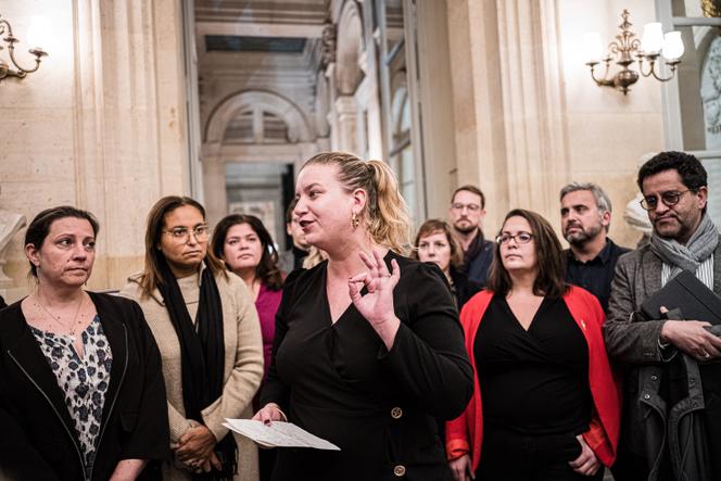 The president of the LFI group in the National Assembly, Mathilde Panot, in the room of the Four Columns, at the Palais-Bourbon, in Paris, on November 21, 2022.