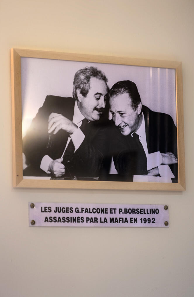 A tribute to the judges assassinated by the Mafia, displayed at the trattoria La Poesia