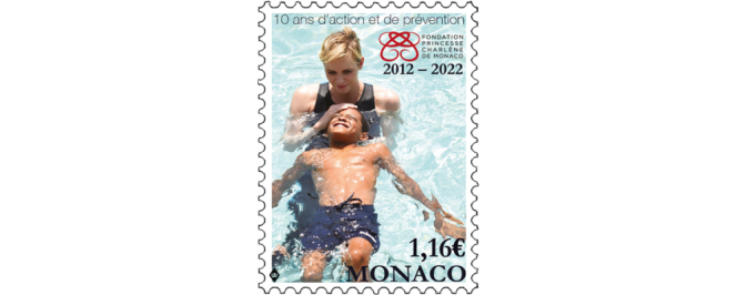 Tenth anniversary of the Princess-Charlene-of-Monaco Foundation, stamp on sale during Monacophil 2022 from November 24.  Circulation: 40,000 copies.