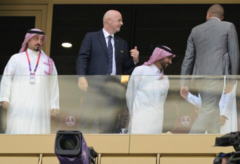 FIFA president Gianni Infantino arrives before the Qatar 2022 World Cup Group C football match between Argentina and Saudi Arabia at the Lusail Stadium in Lusail, north of Doha on November 22, 2022. (Photo by JUAN MABROMATA / AFP)