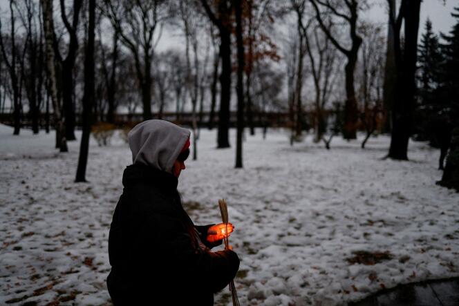 Lors de la commémoration de l’Holodomor, à Kiev, le 26 novembre 2022. 