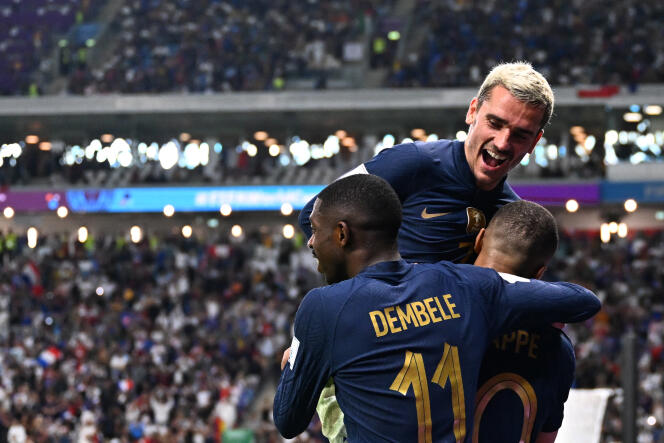 French players celebrate following the goal during the match against Australia on November 22