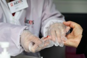 Members of the AIDES organization conduct an HIV screening operation in Marseille, France, in January 2021.