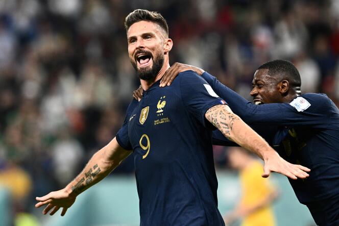 Olivier Giroud during the match against Australia, the first match of the World Cup for the France team, in Doha, Qatar, on November 22, 2022.