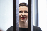 L’opposante biélorusse Maria Kolesnikova à l’ouverture de son procès, à Minsk, le 4 août 2021.