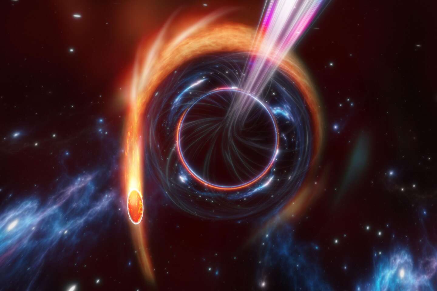 Gli astronomi scoprono una stella che è stata fatta a pezzi da un gigantesco buco nero