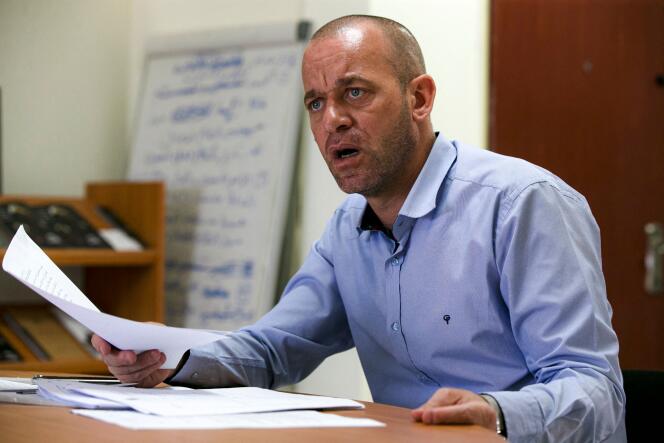 Salah Hamouri, Franco-Palestinian lawyer and field researcher for ADDAMEER (Conscience) Prisoner Support and Human Rights Association, a Palestinian non-governmental organization that works to support Palestinian political prisoners held in Israeli and Palestinian prisons, at the NGO's offices in the West Bank city of Ramallah, on October 1, 2020.