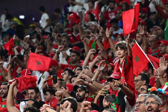 Des supporteurs du Maroc, lors du match face au Canada, à Doha, le 1er décembre 2022. 