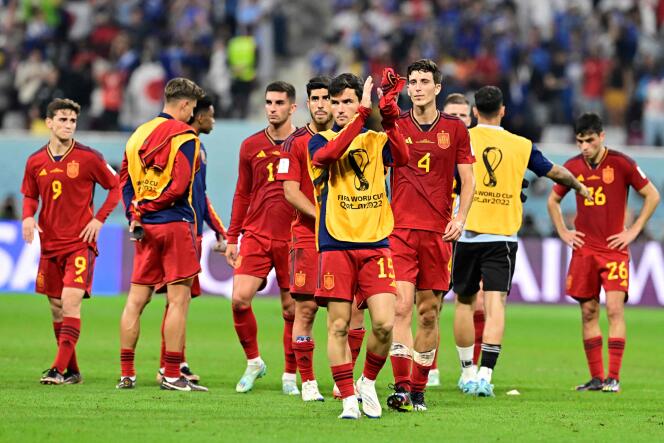 Malgré leur qualification en huitièmes de finale, les Espagnols savent qu’ils n’ont pas été à la hauteur de leur réputation contre le Japon, au stade Khalifa, à Doha, le 1er décembre 2022. 