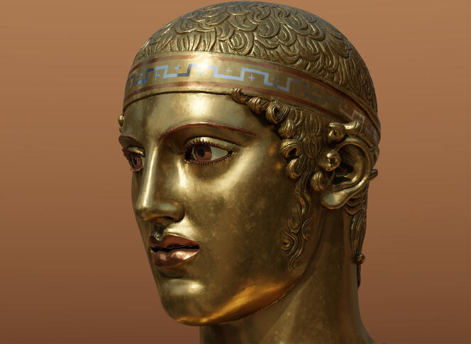 Proposition de restitution 3D du visage de l’« Aurige de Delphes » d’après l’ensemble des résultats du programme d’étude scientifique.