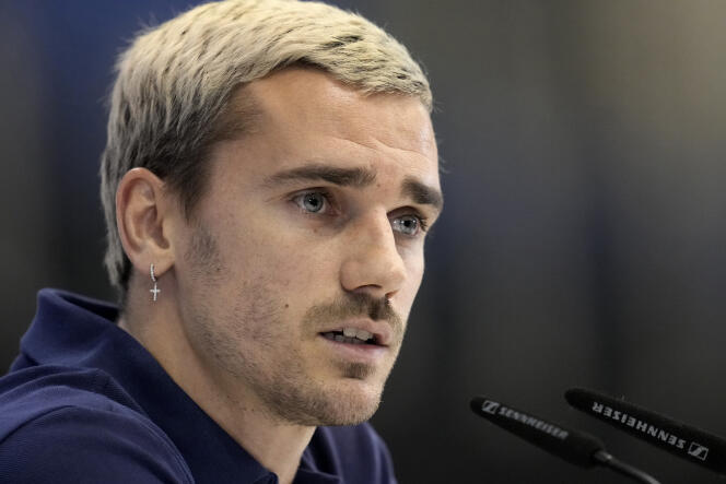 France team player Antoine Griezmann during a press conference at the Jassim-Bin-Hamad stadium in Doha, during the World Cup in Qatar, Friday, December 2, 2022.