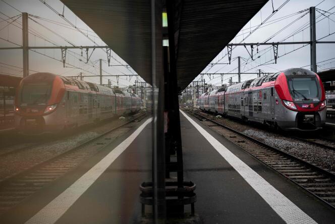 A train arriving at Toulouse Matabiau station, December 2, 2022..