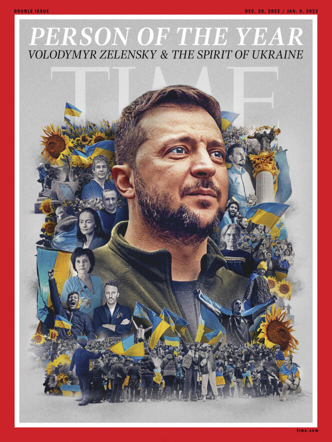 La couverture du magazine américain Time désignant le président ukrainien, Volodymyr Zelensky, comme « personnalité de l’année » 2022, le mercredi 7 décembre 2022.