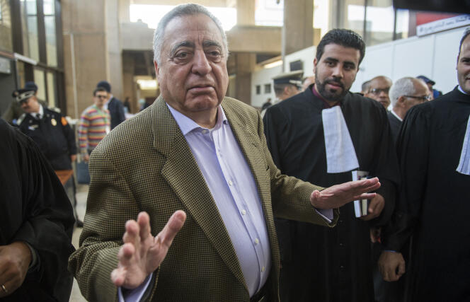 L’avocat Mohamed Ziane au tribunal de Casablanca, en avril 2018, lors du procès du journaliste Taoufik Bouachrine.