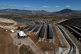 Parc photovoltaïque en construction dans la région de Kozani (Grèce), le 4 octobre 2022.