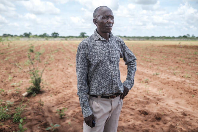 Farmer George Ndavi in his field near Nzoila village in Tsavo National Park, Kenya, December 5, 2022.
