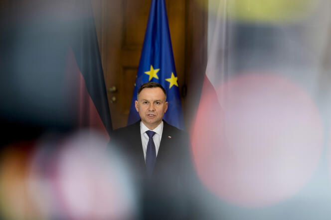 Polish President Andrzej Duda after a meeting at Bellevue Palace in Berlin, Germany, Monday, Dec. 12, 2022.
