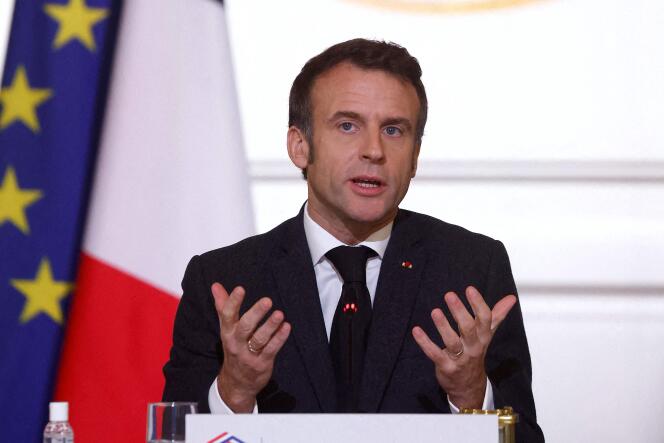 Emmanuel Macron à l'Elysée, lundi 12 décembre, lors du rapport sur l'état d'avancement du Conseil national du remboursement au cours duquel il a annoncé le report de la présentation de la réforme des retraites.