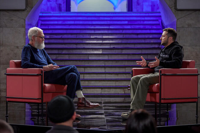 David Letterman et le président ukrainien Volodymyr Zelensky à Kiev dans un épisode de « My Next Guest Needs No Introduction », sur Netflix.