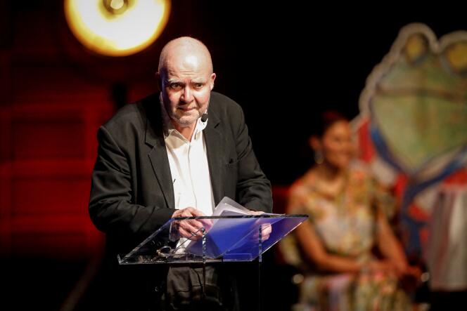 Wolf Erlbruch, en la presentación del Premio en Memoria de Astrid-Lindgren, 29 de mayo de 2017.