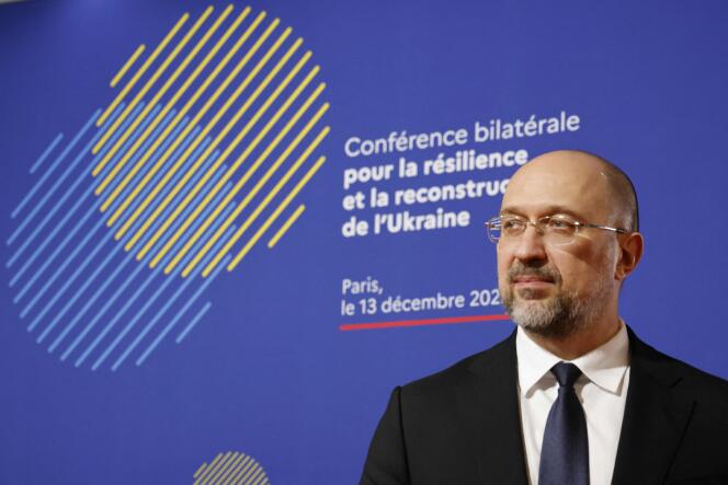 Le premier ministre ukrainien, Denys Chmyhal, lors de la conférence pour la résilience et la reconstruction, au ministère de l’économie, à Paris, le 13 décembre 2022.