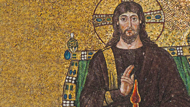 Détail d’une mosaïque de la basilique Saint-Apollinaire-le-Neuf, à Ravenne (Italie).