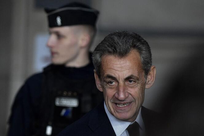 Former President Nicolas Sarkozy at the courthouse for the appeal hearing of the wiretapping trial, in Paris, December 15, 2022.