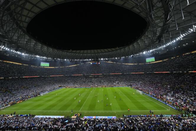 View of the Lusail Stadium during the World Cup final in Qatar between Argentina and France, December 18, 2022.