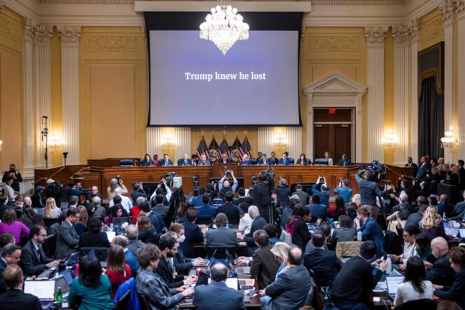 Jan. 19, 2022 at the Cannon House Office Building in Washington, D.C.  6, 2021, during the final meeting of the House Committee on the Attack on the Capitol.  
