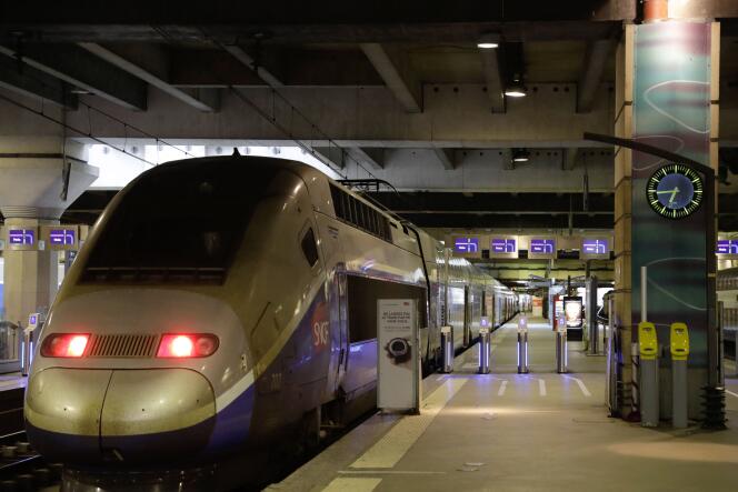 A TGV at Montparnasse station in Paris in April 2018.