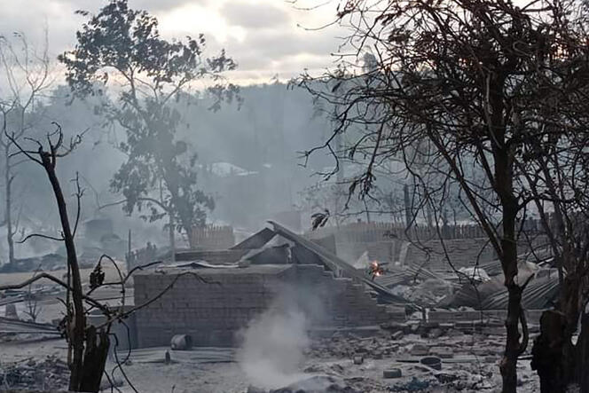 El pueblo de Kin Ma es una de las localidades quemadas en la región de Magwe (Birmania).  La foto se publicó el 16 de junio de 2021 en las 