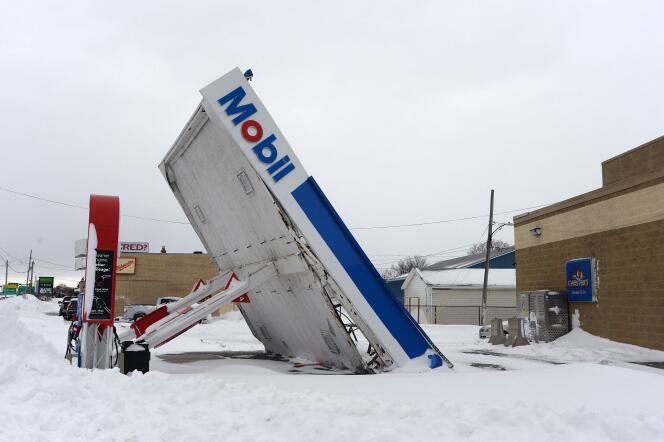 A gas station in Lackawanna, Erie County, New York, Dec. 27, 2022. Historic winter storm Elliott dumped up to two meters of snow in the area. 