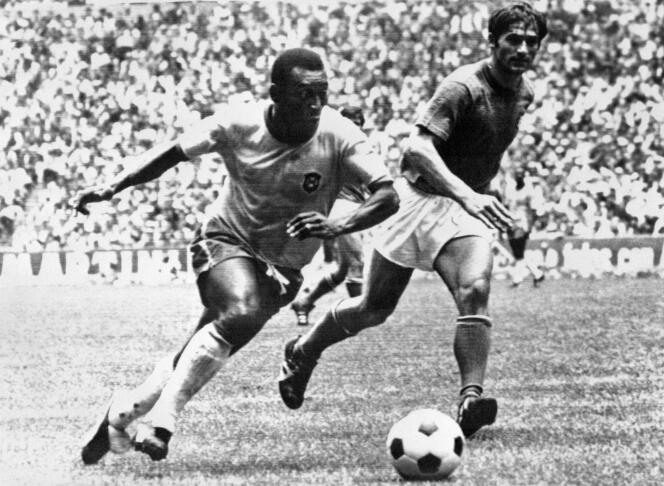 Pelé, lors de la finale de la Coupe du monde qui opposa le Brésil à l’Italie, le 21 juin 1970, à Mexico.