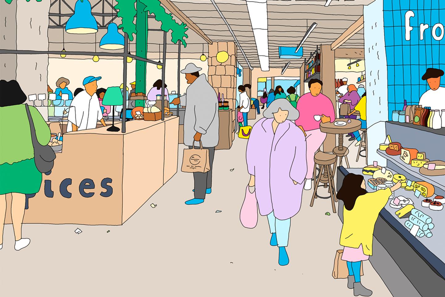 A gourmet food hall revitalizes the Old Port of Marseille