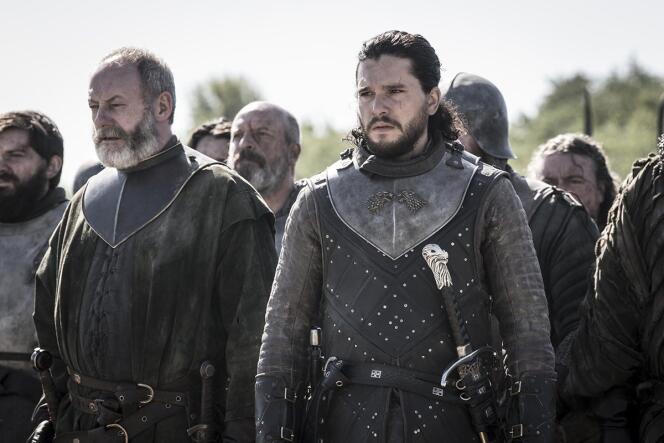 Jon Snow (Kit Harrington) et Ser Davos (Liam Cunningham), personnages de la série « Game of Thrones ».