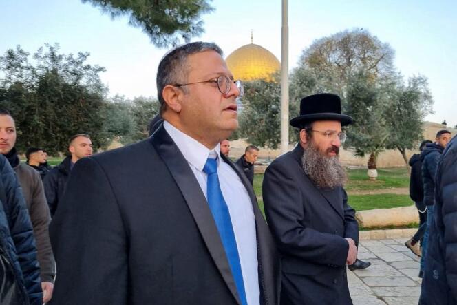 Israeli Minister Itamar Ben Gvir at the Al-Masjid Esplanade in Jerusalem on January 3, 2023.  
