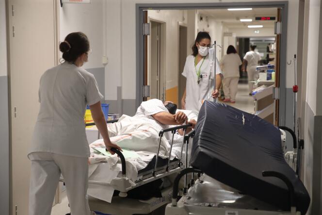 Una persona viene portata all'unità influenzale del pronto soccorso dell'ospedale Emil Müller di Mulhouse, il 31 dicembre 2022.