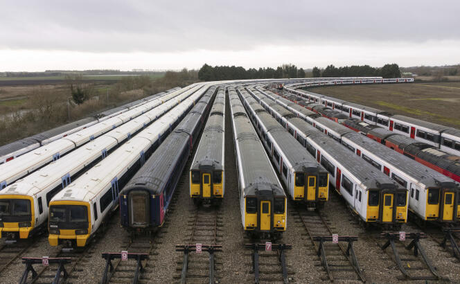 Depósito ferroviario en Ely, Cambridgeshire, Reino Unido, 5 de enero de 2023.