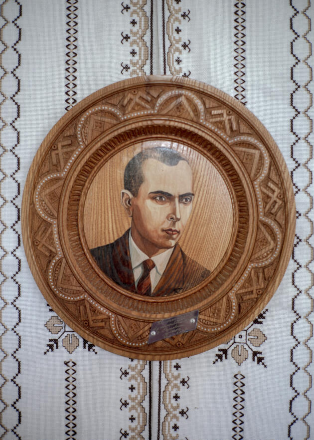 A portrait of Stepan Bandera in a museum in Staryi Uhryniv (Ukraine), June 25, 2022.