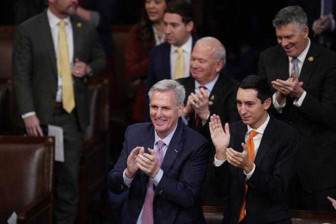 Republican Kevin McCarthy during the reading of the results of the 12th vote to elect the Speaker of the House of Representatives, January 6, in Washington.