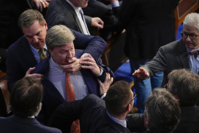 Rep. Mike Rogers, Jan.  6, was physically restrained by a colleague during a heated argument with Matt Getz in the House of Representatives.