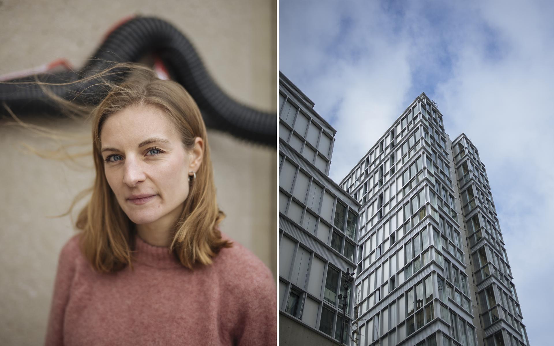 Louise Chatelain, 28 ans, ingénieure civile en bâtiment, et le projet sur lequel elle a travaillé, à Paris, le 4 janvier 2023.