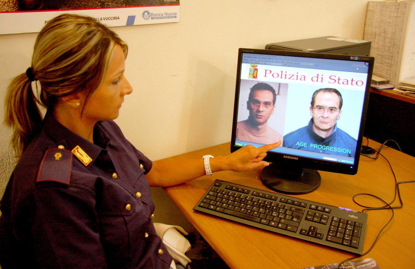 Proiezione fatta da software dell'invecchiamento di Matteo Messina Denaro, di cui non ci sono foto recenti, dalla polizia italiana nel 2013.